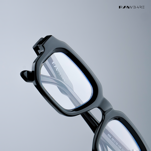 Vintage Cube - Black Blue Cut Rectangle Sunglasses - RB2402