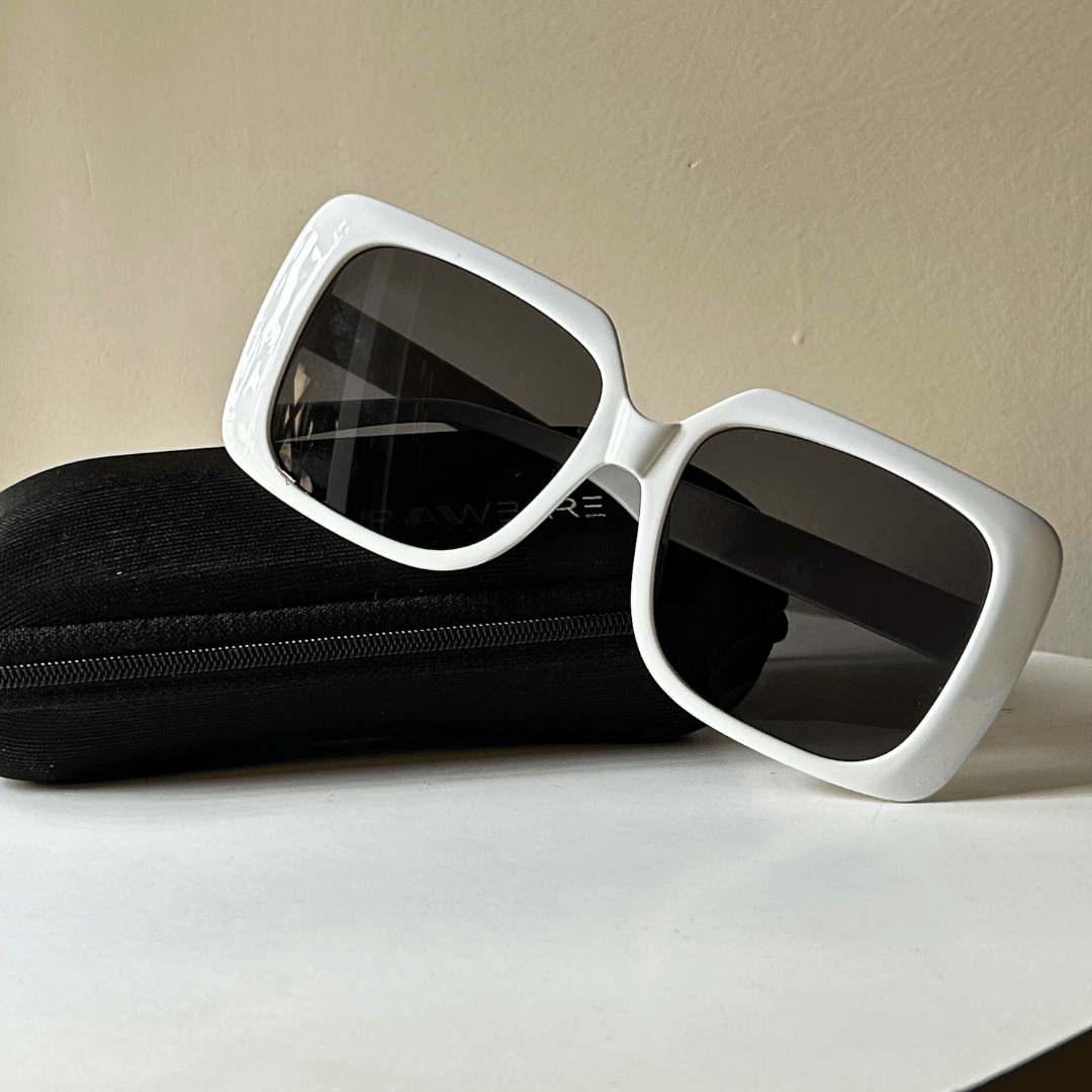 White Vintage Oversized Square Sunglasses