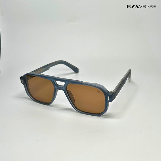 Glare - Denim Walnut Rectangle Sunglasses - RB2325