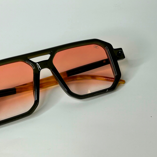 Poly Square Sunglasses - Black Orange