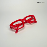 Vintage Cube - Red Blue Cut Rectangle Sunglasses - RB2508