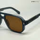 Glare - Denim Walnut Rectangle Sunglasses - RB2325