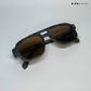 Glare - Denim Walnut Rectangle Sunglasses - RB2325