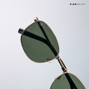 Metal Glint 2.0 - Green Gold Square Sunglasses - RB2435