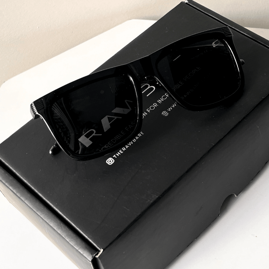 Glossy Black Square Sunglasses