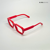 Vintage Cube - Red Blue Cut Rectangle Sunglasses - RB2508