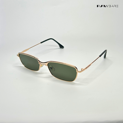 Retro Rim - Green Gold Rectangle Sunglasses - RB2505