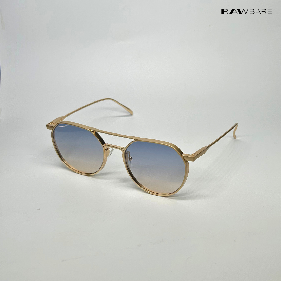 Round Luxe - Blue Gold Round Sunglasses - RB2499