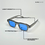 Lilrecta - Grey Blue Rectangle Sunglasses - RB2525