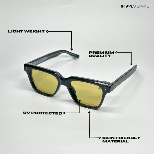 Waypoint - Black Yellow Wayfarer Sunglasses - RB2519