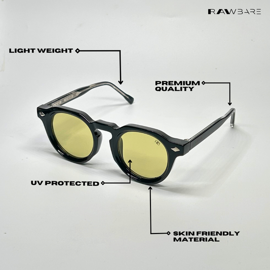 Groove Shades - Yellow Black Round Sunglasses - RB2539