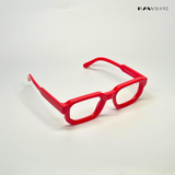 Vintage Cube - Red Blue Cut Rectangle Sunglasses - RB2508