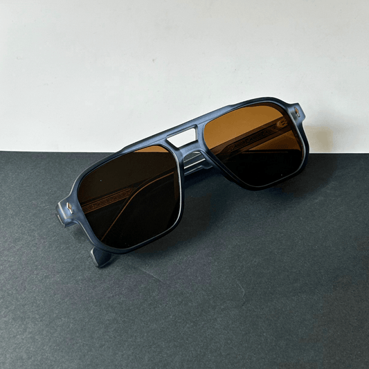 Denim Walnut Rectangle Sunglasses - RawBare
