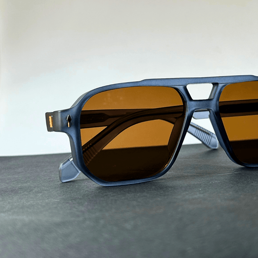 Denim Walnut Rectangle Sunglasses - RawBare