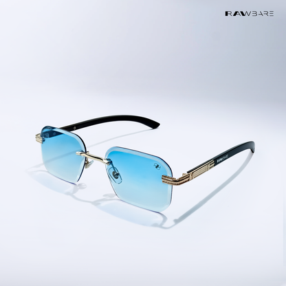Essent - Blue Aurum Edge Rimless Rectangle Sunglasses - RB2731