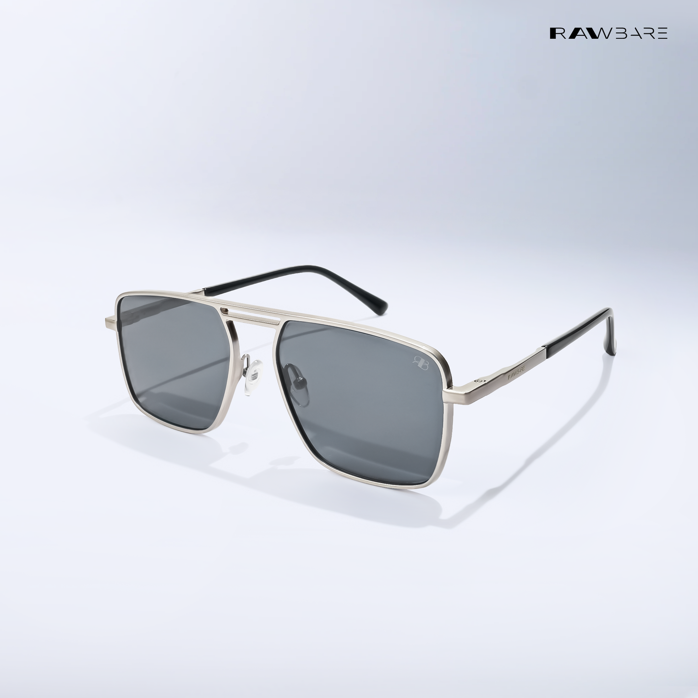 Tyro - Silver Black Flat-Top Square Aviator Sunglasses - RB2685SB