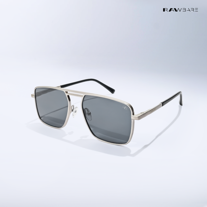 Tyro - Silver Black Flat-Top Square Aviator Sunglasses - RB2685SB