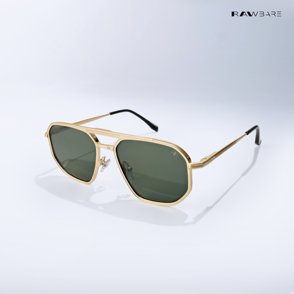 Kayro - Green Gold Square Aviator Sunglasses - RB2676GG