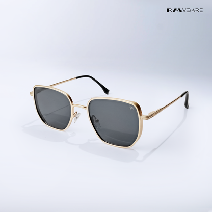 Cinq - Black Gold Square Aviator Sunglasses - RB2681BG