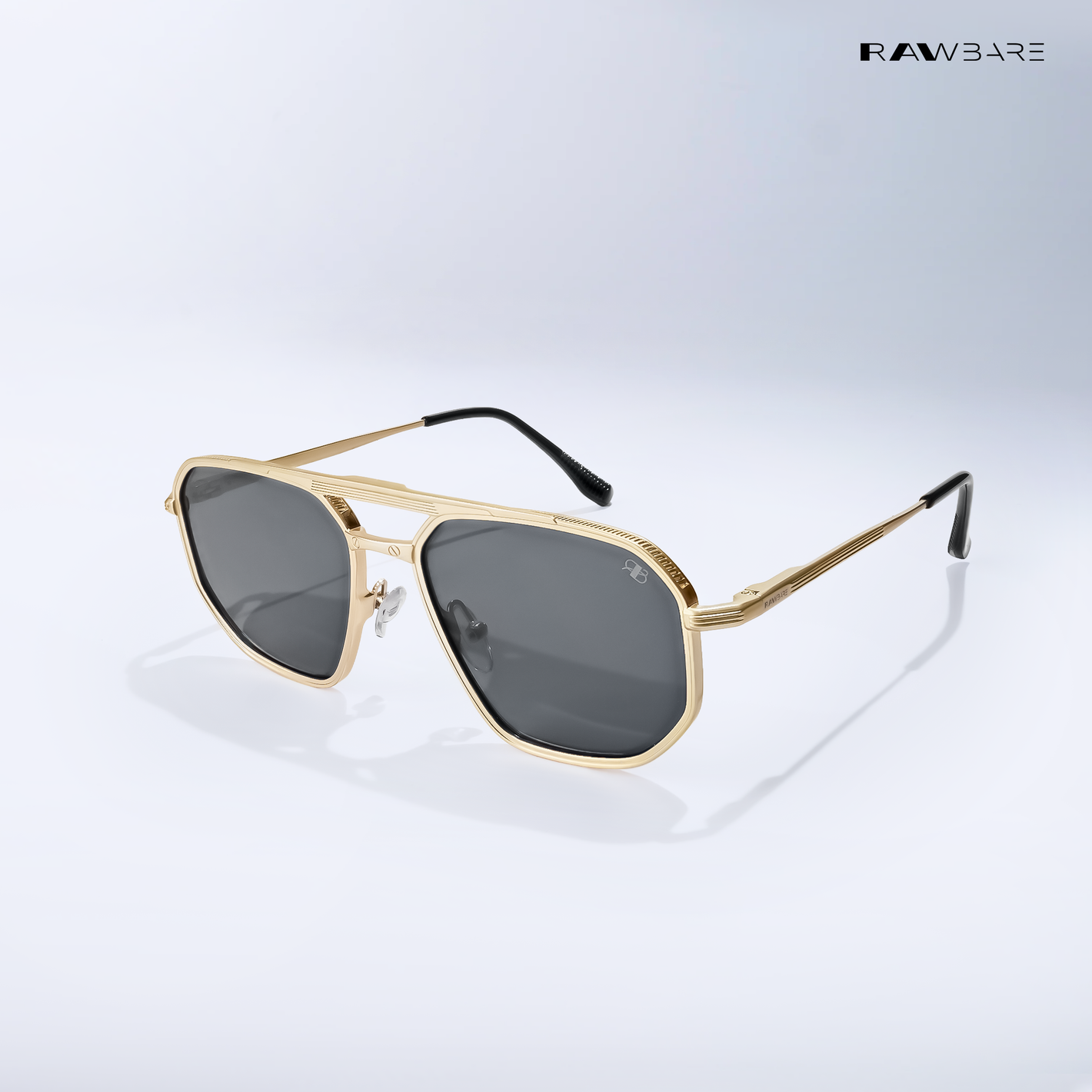 Kayro - Black Gold Square Aviator Sunglasses - RB2676BG