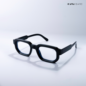 Vintage Cube - Black Blue Cut Rectangle Sunglasses - RB2402