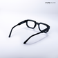 Vintage Cube - Black Blue Cut Rectangle Sunglasses - RB2402