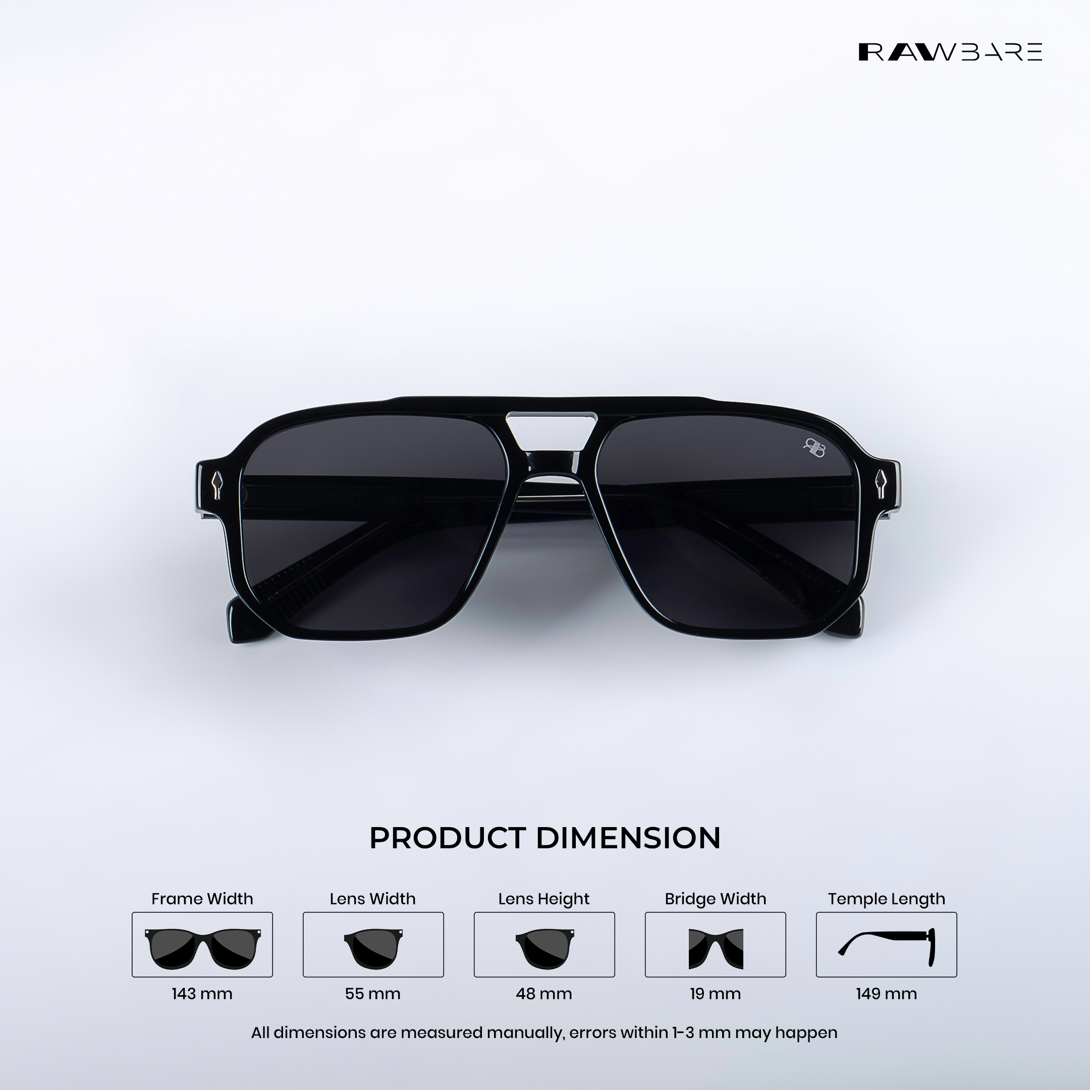 Glare Shadow Shades Rectangle Sunglasses RB2328 Rawbare