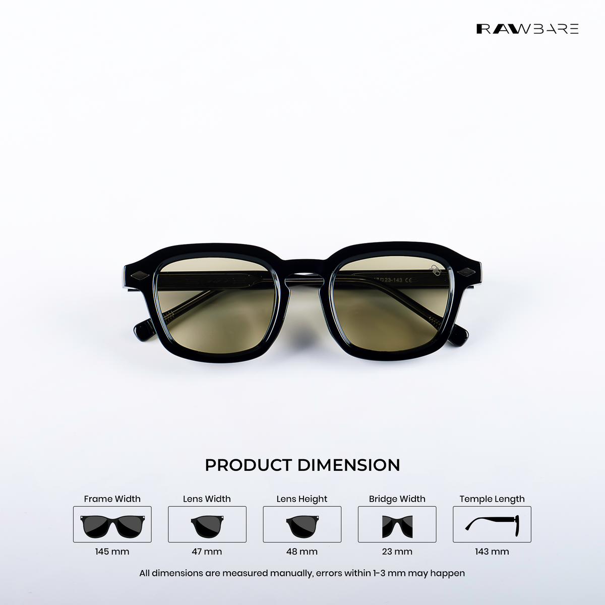 Vortex Square Box Vortex Shades - Yellow Black Square Sunglasses - RB2537 - Rawbare
