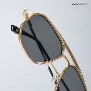 Kayro - Black Gold Square Aviator Sunglasses - RB2676BG