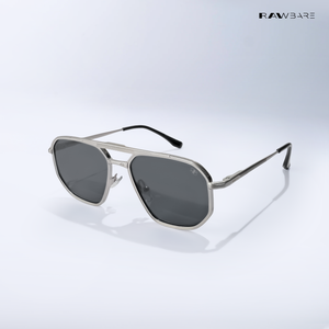Kayro - Silver Black Square Aviator Sunglasses - RB2676SB