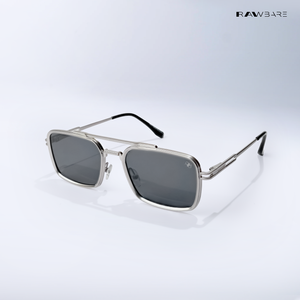 Ironline - Silver Black Squared Aviator Sunglasses - RB2678SB