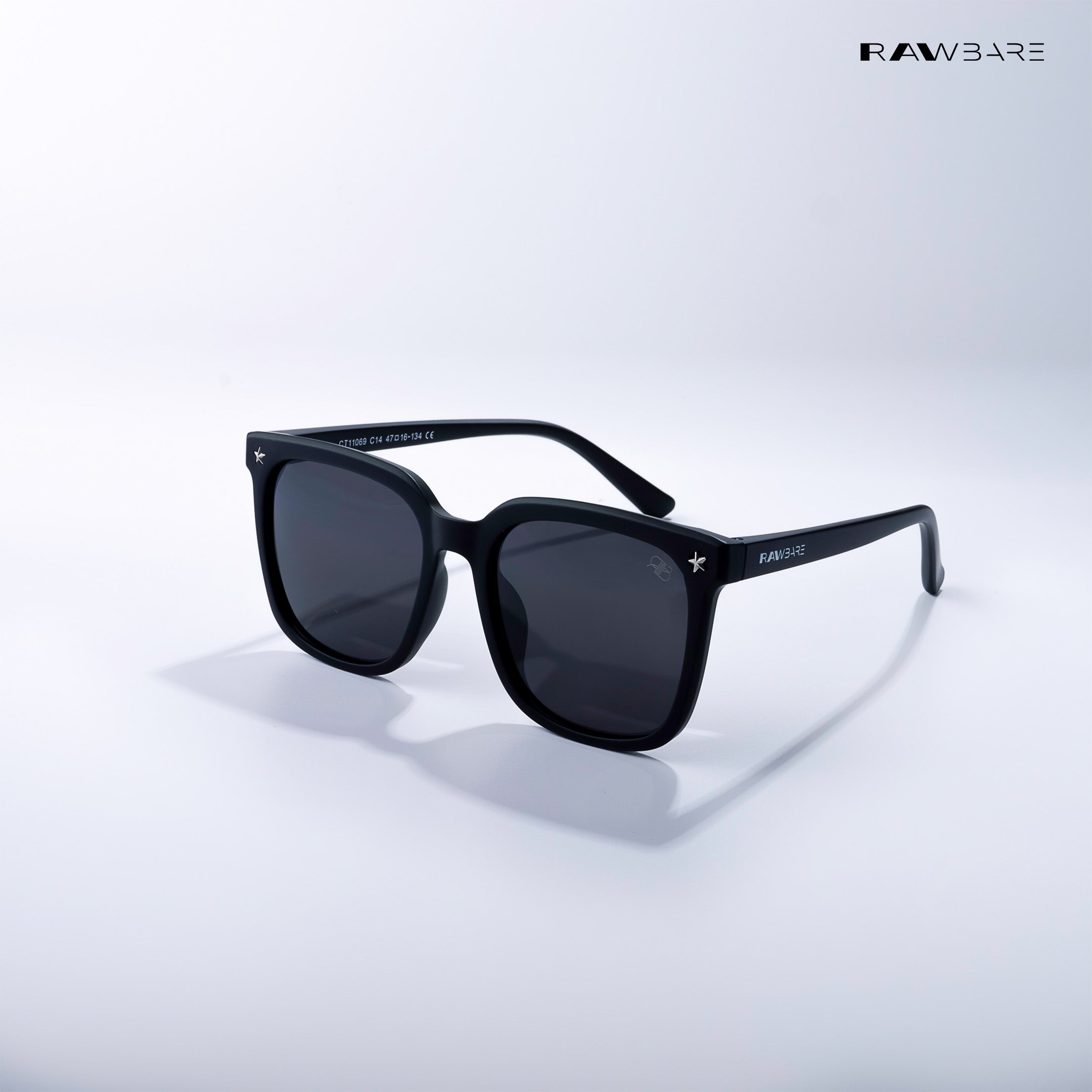 Midnight Gleam Matte Black Kids Polarized Square Sunglasses