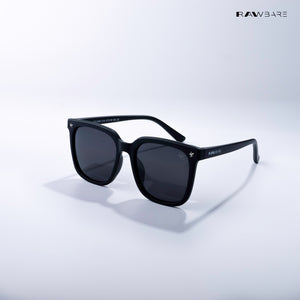 Midnight Gleam - Matte Black Kids Polarized Square Sunglasses - RBK2545