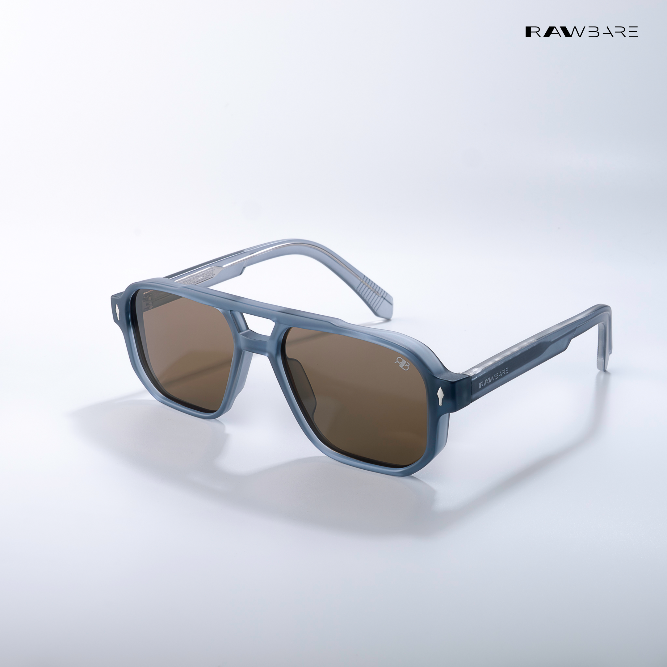 Glare Denim Walnut Rectangle Sunglasses RB2325 Rawbare — Rawbare