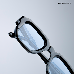 Vintage Cube - Blue Black Polarized Rectangle Sunglasses - RB2439