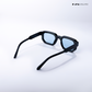 Vintage Cube - Blue Black Polarized Rectangle Sunglasses - RB2439