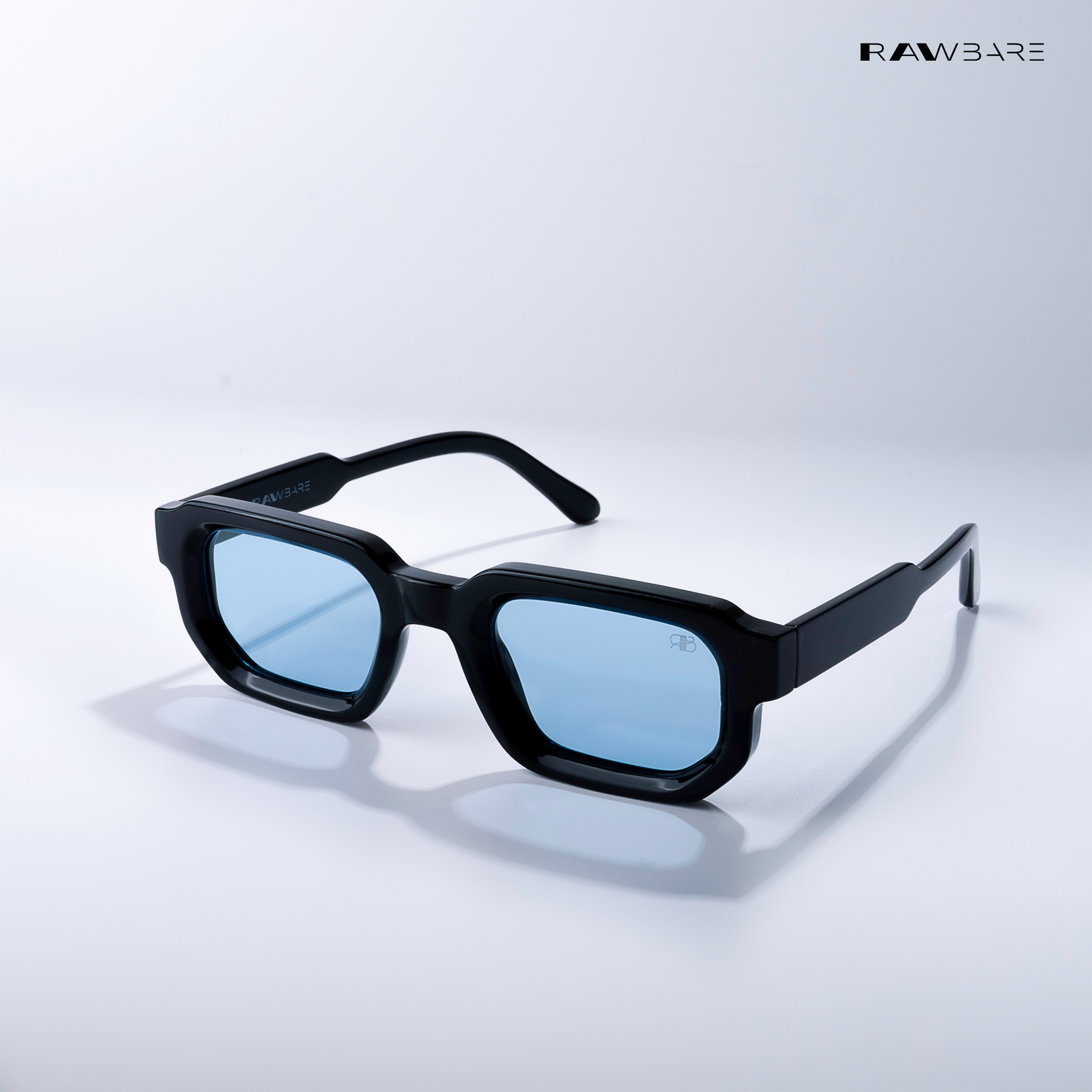 Vintage Cube Blue Black Polarized Rectangle Sunglasses RB2439