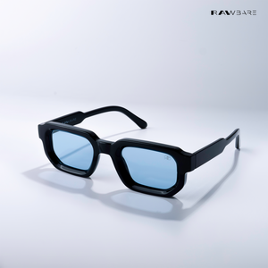 Vintage Cube - Blue Black Polarized Rectangle Sunglasses - RB2439