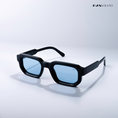 Vintage Cube - Blue Black Polarized Rectangle Sunglasses - RB2439