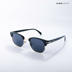 Delhi Daze - Glossy Black Clubmaster Half Rim Sunglasses - RB2556