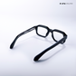 Angular Aura - Black Blue Cut Rectangle Sunglasses - RB2451