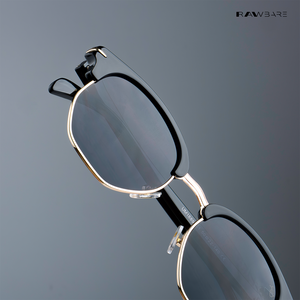 Delhi Daze - Glossy Black Clubmaster Half Rim Sunglasses - RB2556