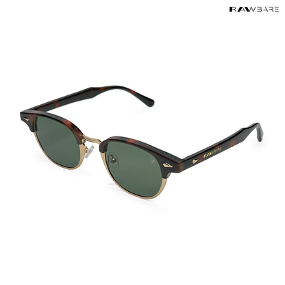 Lucknow Lush - Deep Glade Polarized Clubmaster Half Rim Sunglasses - RB2660