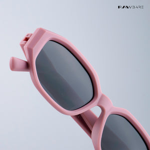 Candy Dash - Pink Swirl Kids Polarized Irregular Rectangle Sunglasses - RBK2522