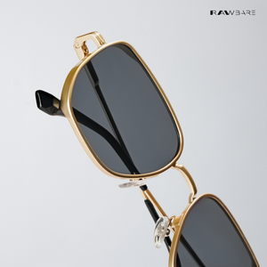 Cinq - Black Gold Square Aviator Sunglasses - RB2681BG