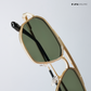 Kayro - Green Gold Square Aviator Sunglasses - RB2676GG