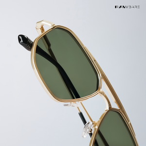 Kayro - Green Gold Square Aviator Sunglasses - RB2676GG