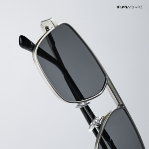 Tyro - Silver Black Flat-Top Square Aviator Sunglasses - RB2685SB