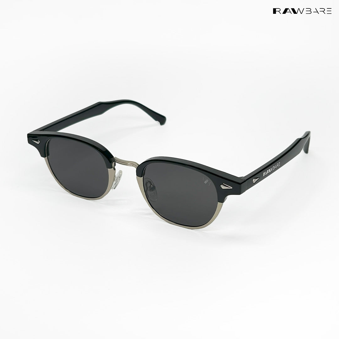 Lucknow Lush - Shadow Silver Polarized Clubmaster Half Rim Sunglasses - RB2658