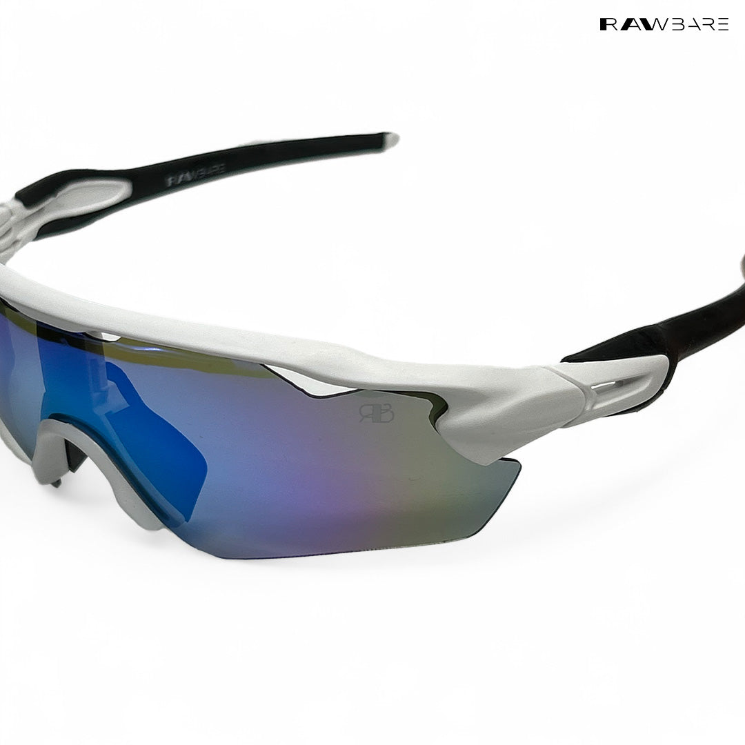 Swift White Blue Polarized Wrap Around Sunglasses RB2514